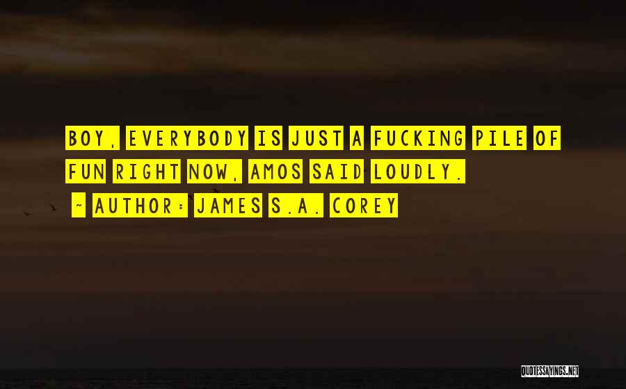 James S.A. Corey Quotes: Boy, Everybody Is Just A Fucking Pile Of Fun Right Now, Amos Said Loudly.