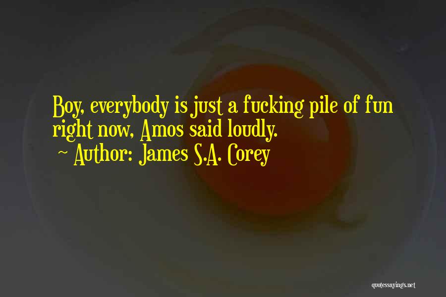 James S.A. Corey Quotes: Boy, Everybody Is Just A Fucking Pile Of Fun Right Now, Amos Said Loudly.