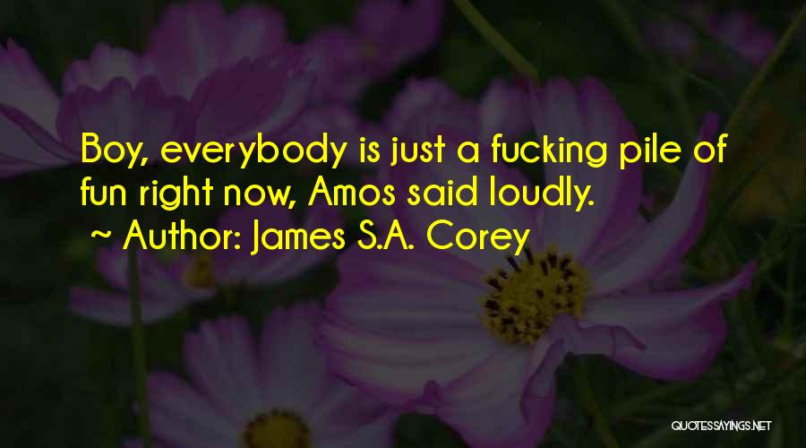 James S.A. Corey Quotes: Boy, Everybody Is Just A Fucking Pile Of Fun Right Now, Amos Said Loudly.
