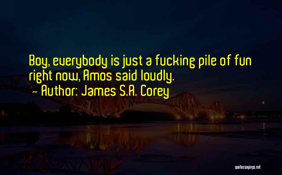 James S.A. Corey Quotes: Boy, Everybody Is Just A Fucking Pile Of Fun Right Now, Amos Said Loudly.