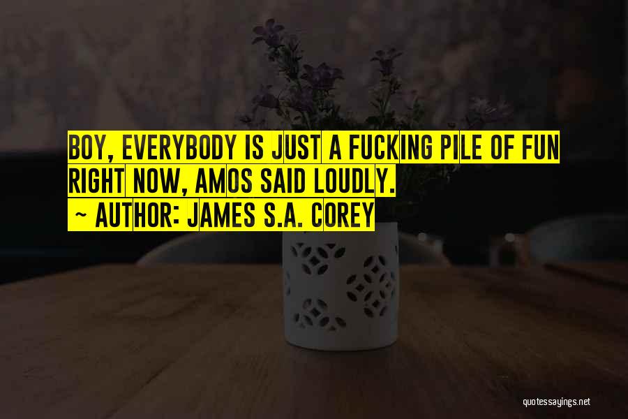 James S.A. Corey Quotes: Boy, Everybody Is Just A Fucking Pile Of Fun Right Now, Amos Said Loudly.