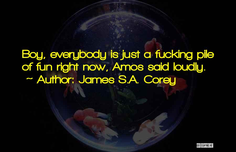 James S.A. Corey Quotes: Boy, Everybody Is Just A Fucking Pile Of Fun Right Now, Amos Said Loudly.