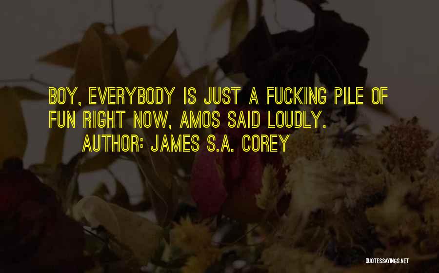 James S.A. Corey Quotes: Boy, Everybody Is Just A Fucking Pile Of Fun Right Now, Amos Said Loudly.