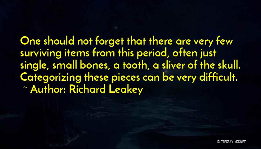 Richard Leakey Quotes: One Should Not Forget That There Are Very Few Surviving Items From This Period, Often Just Single, Small Bones, A