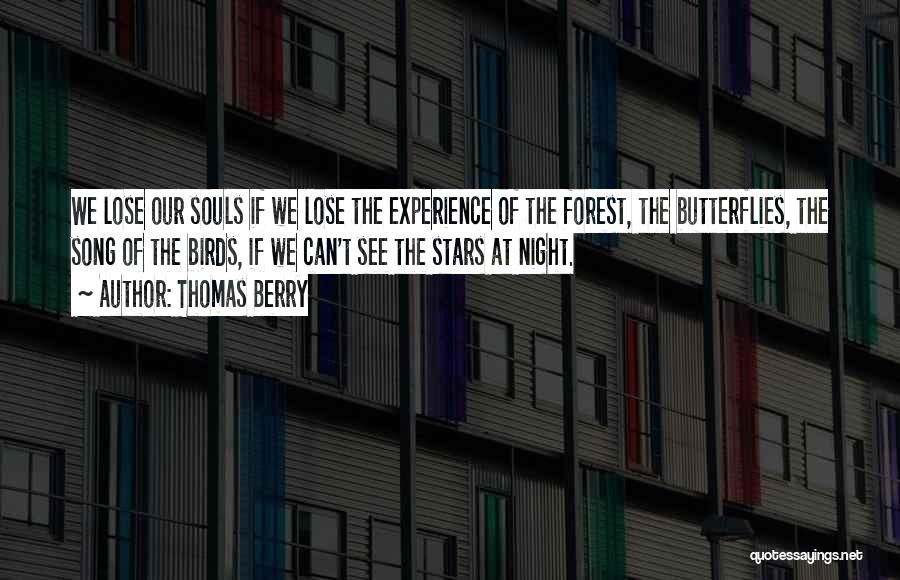 Thomas Berry Quotes: We Lose Our Souls If We Lose The Experience Of The Forest, The Butterflies, The Song Of The Birds, If