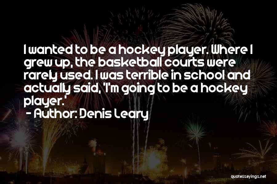 Denis Leary Quotes: I Wanted To Be A Hockey Player. Where I Grew Up, The Basketball Courts Were Rarely Used. I Was Terrible