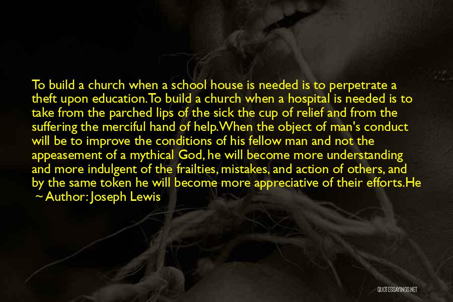 Joseph Lewis Quotes: To Build A Church When A School House Is Needed Is To Perpetrate A Theft Upon Education.to Build A Church