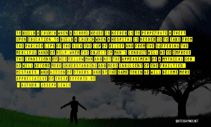 Joseph Lewis Quotes: To Build A Church When A School House Is Needed Is To Perpetrate A Theft Upon Education.to Build A Church