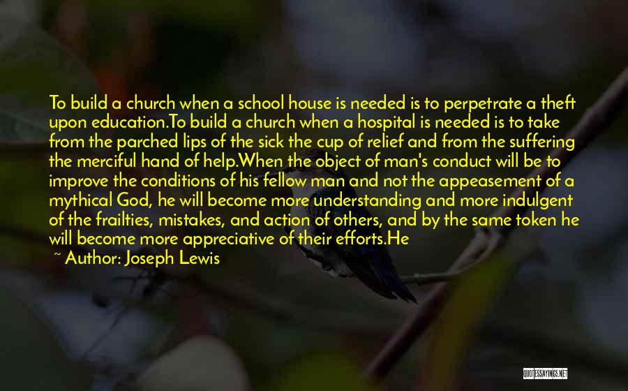 Joseph Lewis Quotes: To Build A Church When A School House Is Needed Is To Perpetrate A Theft Upon Education.to Build A Church