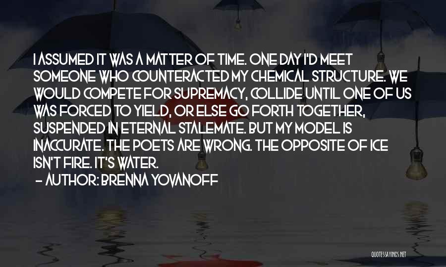 Brenna Yovanoff Quotes: I Assumed It Was A Matter Of Time. One Day I'd Meet Someone Who Counteracted My Chemical Structure. We Would