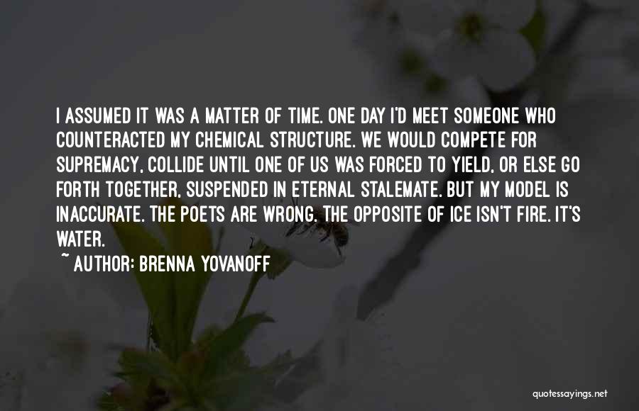 Brenna Yovanoff Quotes: I Assumed It Was A Matter Of Time. One Day I'd Meet Someone Who Counteracted My Chemical Structure. We Would