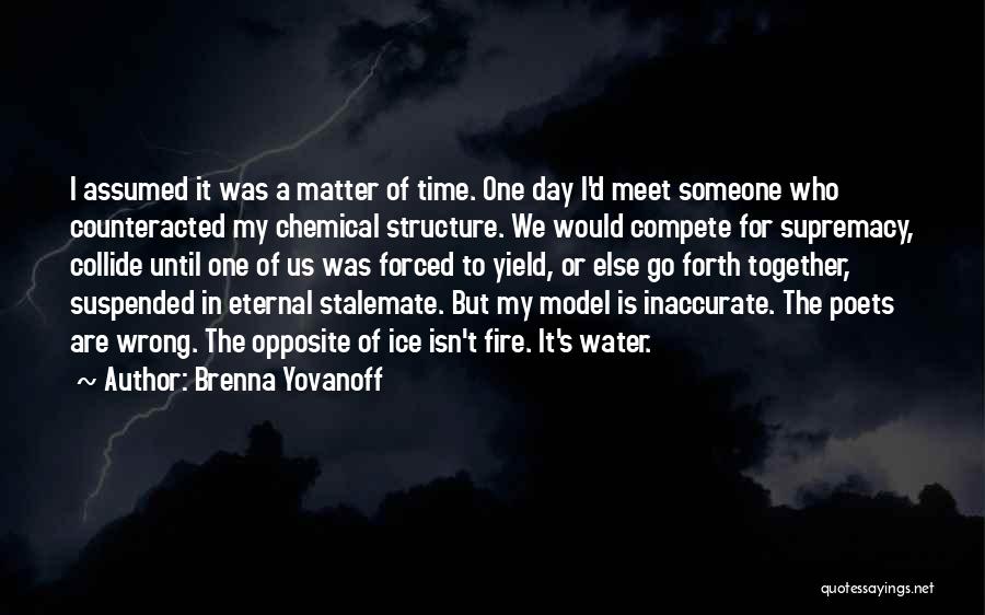 Brenna Yovanoff Quotes: I Assumed It Was A Matter Of Time. One Day I'd Meet Someone Who Counteracted My Chemical Structure. We Would