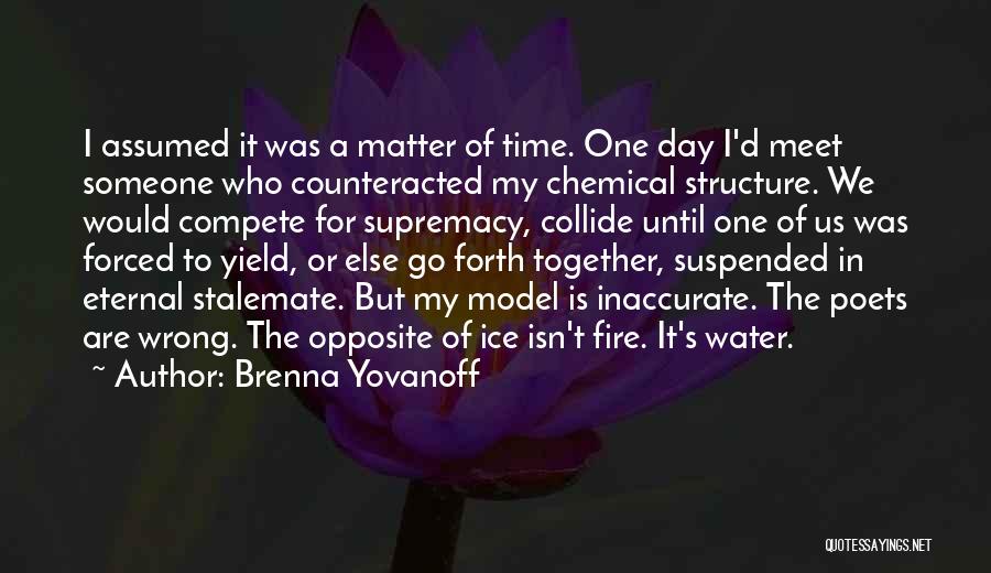 Brenna Yovanoff Quotes: I Assumed It Was A Matter Of Time. One Day I'd Meet Someone Who Counteracted My Chemical Structure. We Would