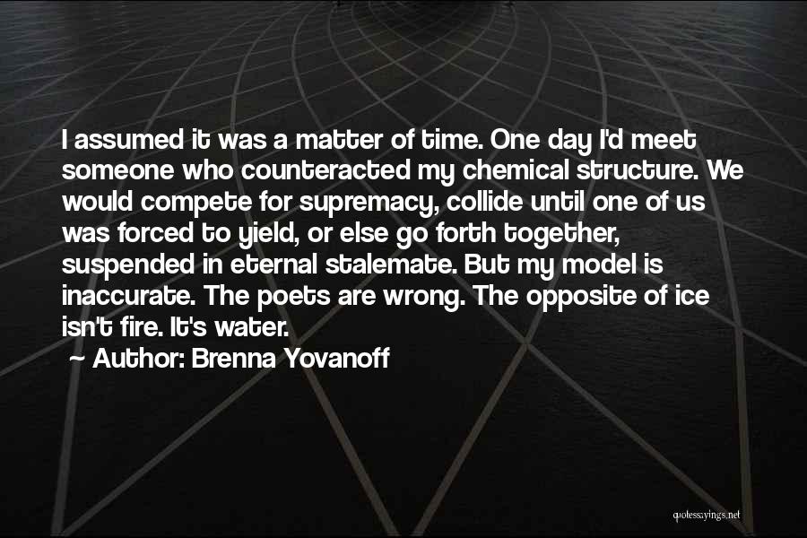 Brenna Yovanoff Quotes: I Assumed It Was A Matter Of Time. One Day I'd Meet Someone Who Counteracted My Chemical Structure. We Would