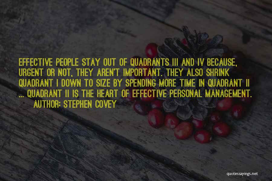 Stephen Covey Quotes: Effective People Stay Out Of Quadrants Iii And Iv Because, Urgent Or Not, They Aren't Important. They Also Shrink Quadrant
