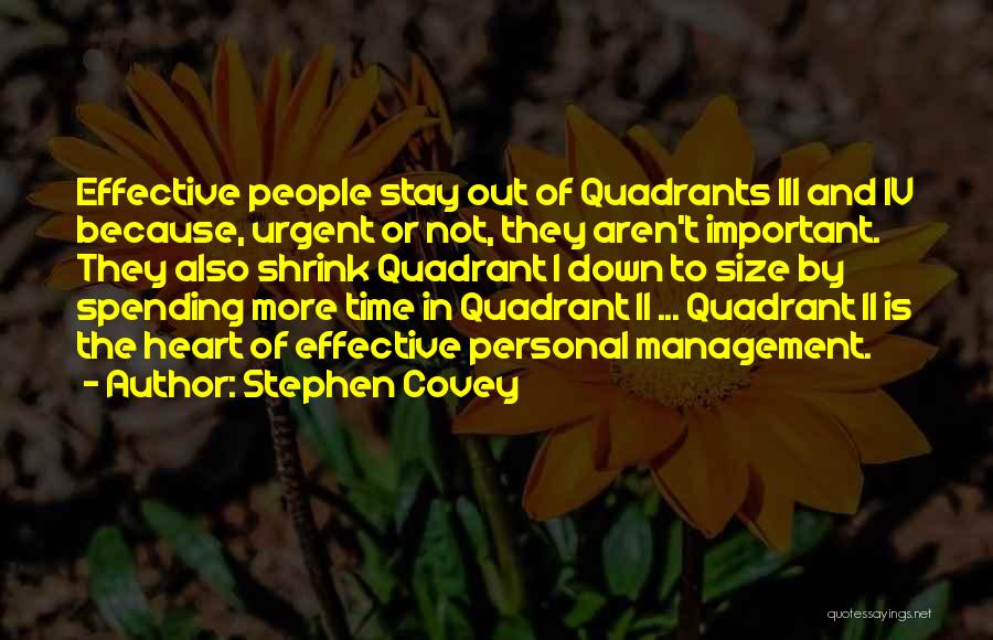 Stephen Covey Quotes: Effective People Stay Out Of Quadrants Iii And Iv Because, Urgent Or Not, They Aren't Important. They Also Shrink Quadrant