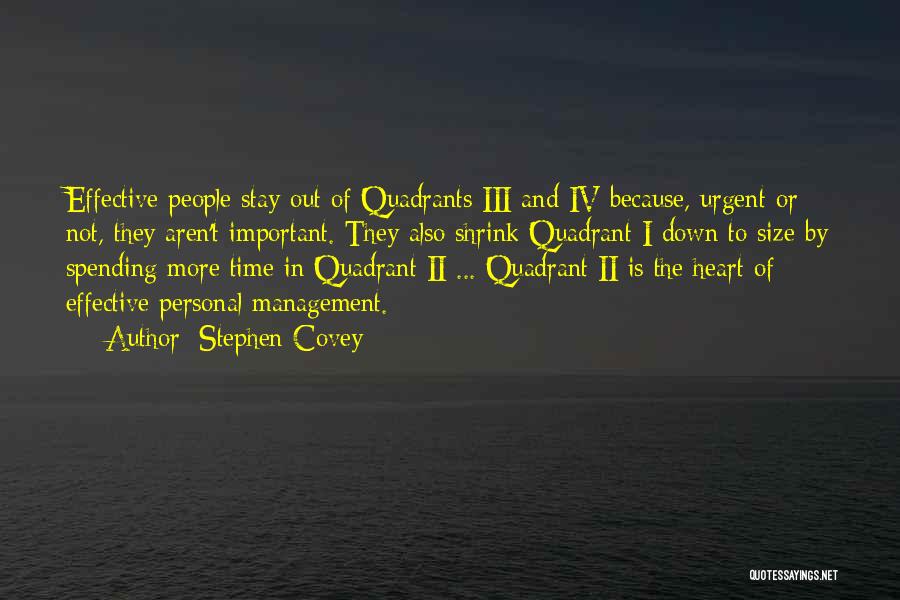 Stephen Covey Quotes: Effective People Stay Out Of Quadrants Iii And Iv Because, Urgent Or Not, They Aren't Important. They Also Shrink Quadrant