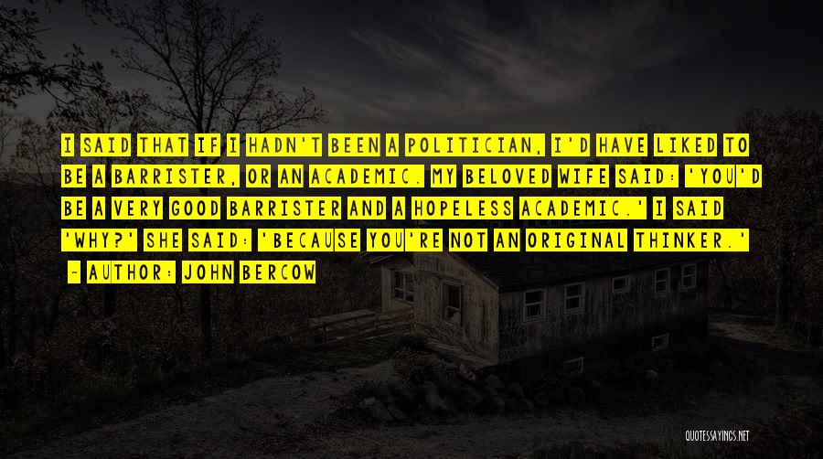 John Bercow Quotes: I Said That If I Hadn't Been A Politician, I'd Have Liked To Be A Barrister, Or An Academic. My