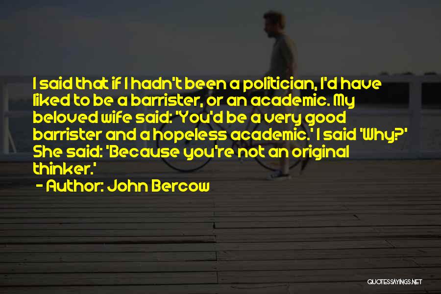 John Bercow Quotes: I Said That If I Hadn't Been A Politician, I'd Have Liked To Be A Barrister, Or An Academic. My