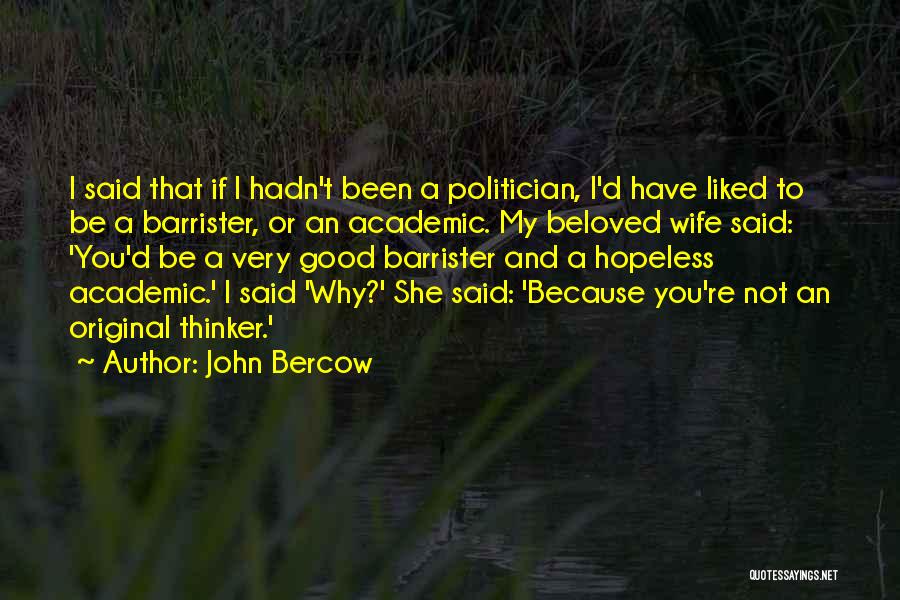 John Bercow Quotes: I Said That If I Hadn't Been A Politician, I'd Have Liked To Be A Barrister, Or An Academic. My