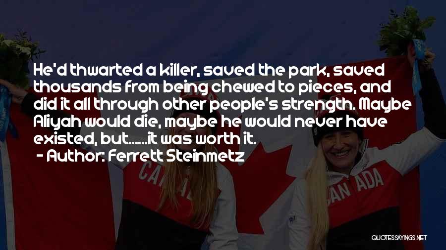 Ferrett Steinmetz Quotes: He'd Thwarted A Killer, Saved The Park, Saved Thousands From Being Chewed To Pieces, And Did It All Through Other