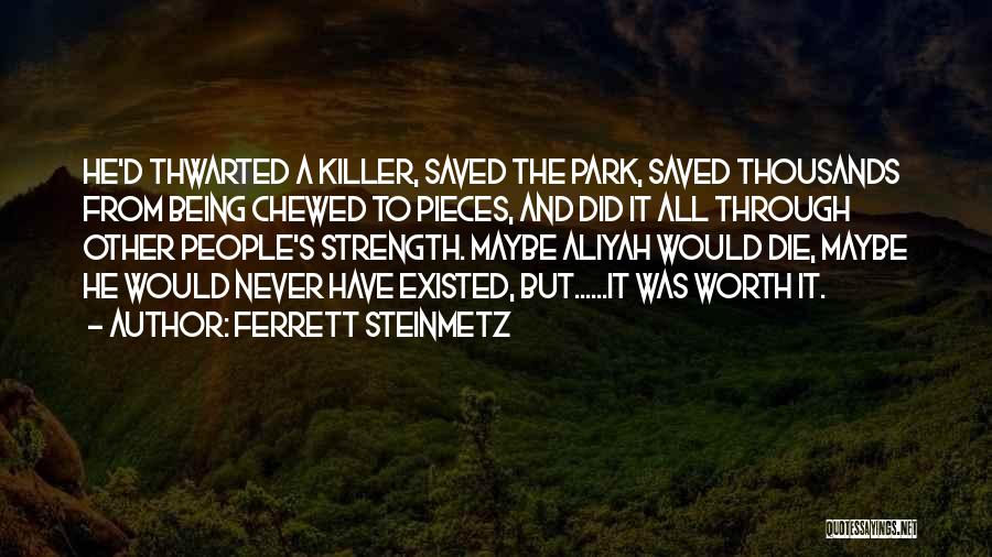 Ferrett Steinmetz Quotes: He'd Thwarted A Killer, Saved The Park, Saved Thousands From Being Chewed To Pieces, And Did It All Through Other