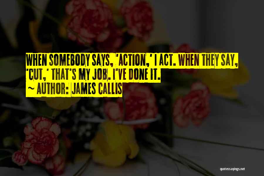 James Callis Quotes: When Somebody Says, 'action,' I Act. When They Say, 'cut,' That's My Job. I've Done It.