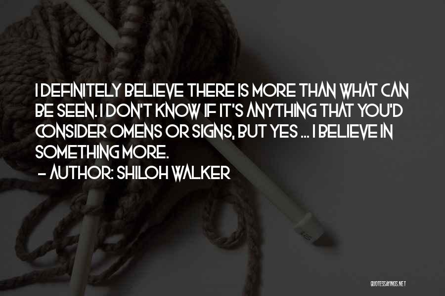 Shiloh Walker Quotes: I Definitely Believe There Is More Than What Can Be Seen. I Don't Know If It's Anything That You'd Consider