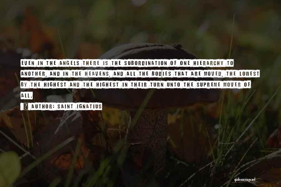 Saint Ignatius Quotes: Even In The Angels There Is The Subordination Of One Hierarchy To Another, And In The Heavens, And All The