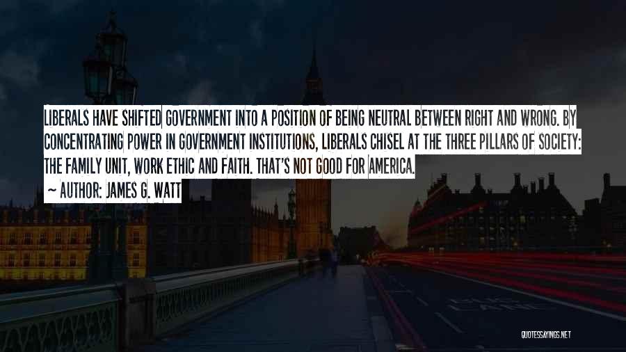 James G. Watt Quotes: Liberals Have Shifted Government Into A Position Of Being Neutral Between Right And Wrong. By Concentrating Power In Government Institutions,