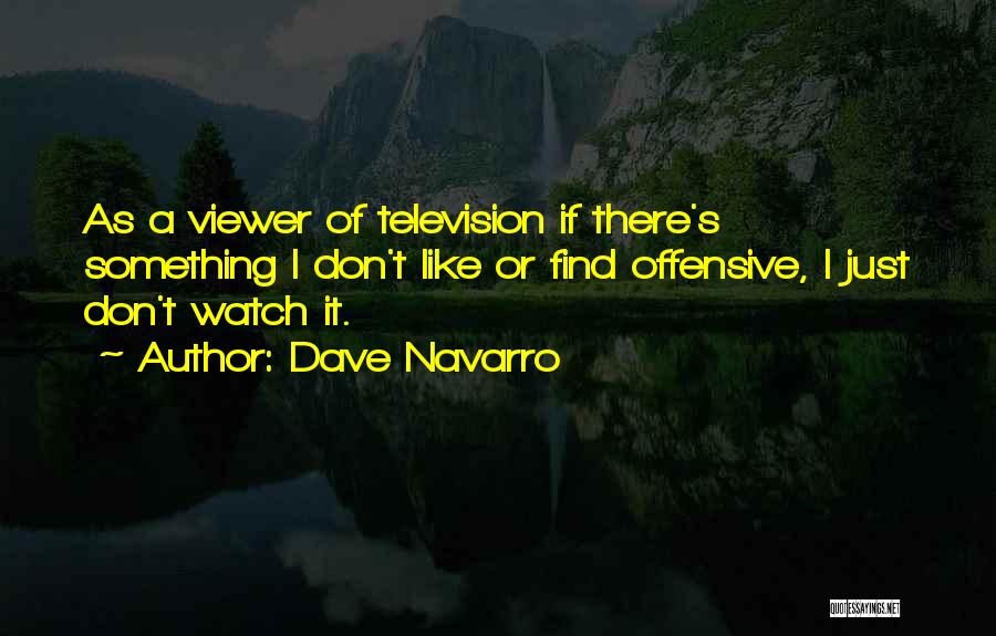 Dave Navarro Quotes: As A Viewer Of Television If There's Something I Don't Like Or Find Offensive, I Just Don't Watch It.