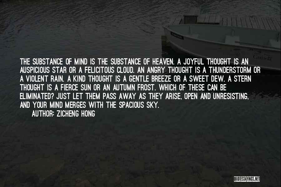 Zicheng Hong Quotes: The Substance Of Mind Is The Substance Of Heaven. A Joyful Thought Is An Auspicious Star Or A Felicitous Cloud.
