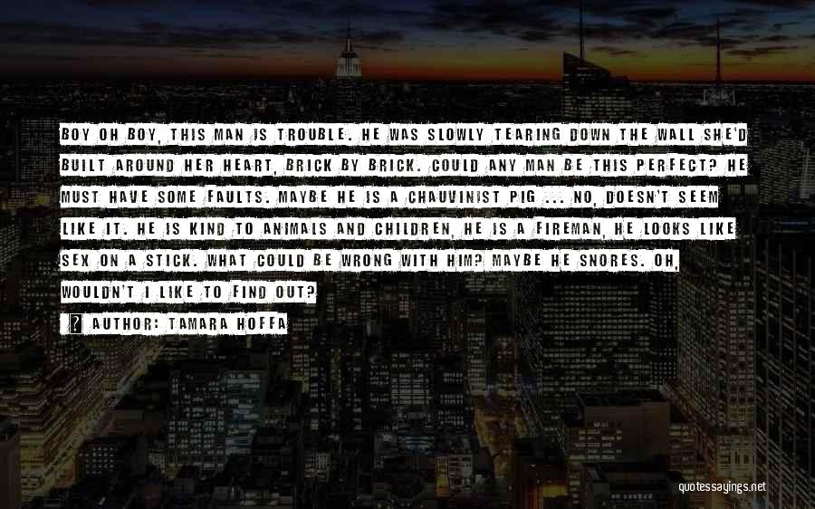 Tamara Hoffa Quotes: Boy Oh Boy, This Man Is Trouble. He Was Slowly Tearing Down The Wall She'd Built Around Her Heart, Brick