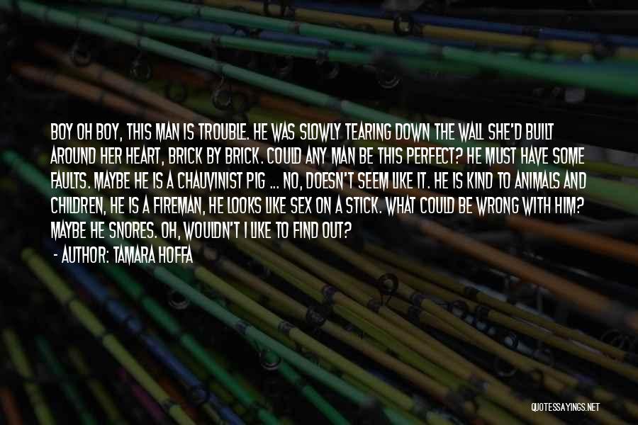 Tamara Hoffa Quotes: Boy Oh Boy, This Man Is Trouble. He Was Slowly Tearing Down The Wall She'd Built Around Her Heart, Brick