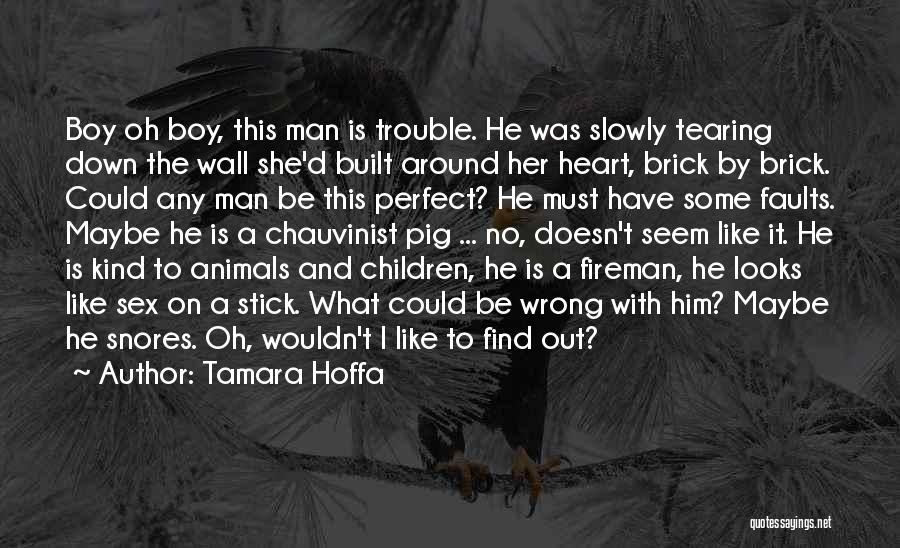 Tamara Hoffa Quotes: Boy Oh Boy, This Man Is Trouble. He Was Slowly Tearing Down The Wall She'd Built Around Her Heart, Brick