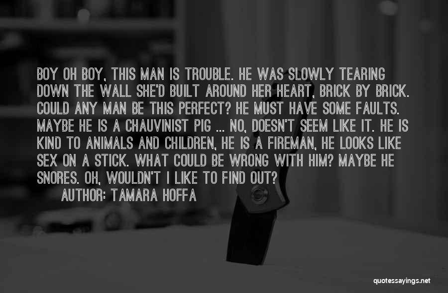 Tamara Hoffa Quotes: Boy Oh Boy, This Man Is Trouble. He Was Slowly Tearing Down The Wall She'd Built Around Her Heart, Brick