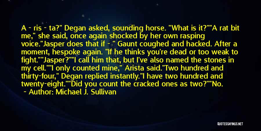 Michael J. Sullivan Quotes: A - Ris - Ta? Degan Asked, Sounding Horse. What Is It?a Rat Bit Me, She Said, Once Again Shocked