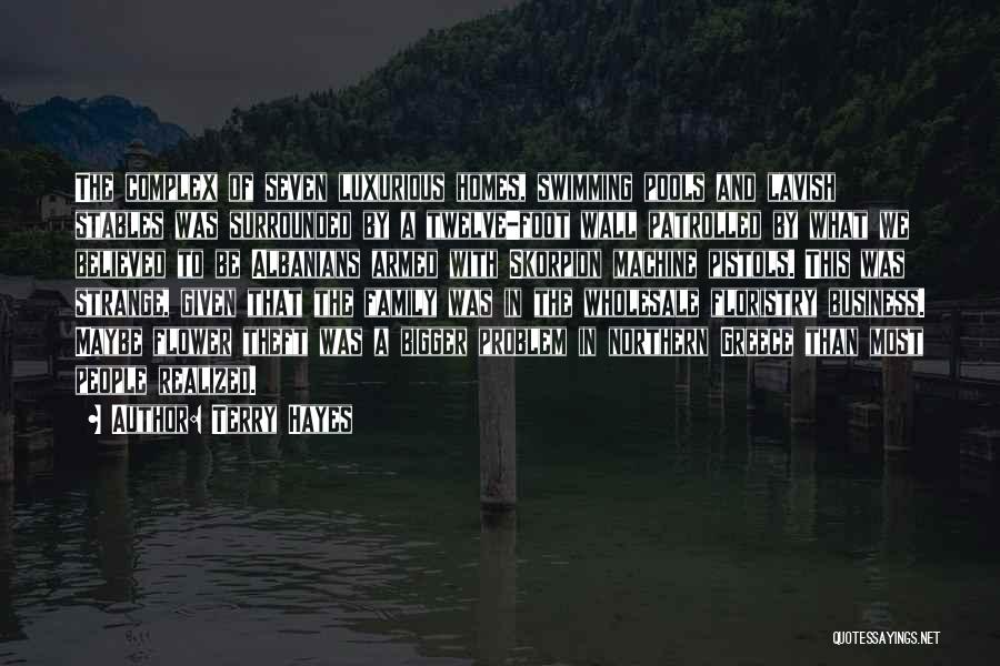 Terry Hayes Quotes: The Complex Of Seven Luxurious Homes, Swimming Pools And Lavish Stables Was Surrounded By A Twelve-foot Wall Patrolled By What