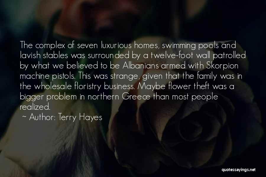 Terry Hayes Quotes: The Complex Of Seven Luxurious Homes, Swimming Pools And Lavish Stables Was Surrounded By A Twelve-foot Wall Patrolled By What