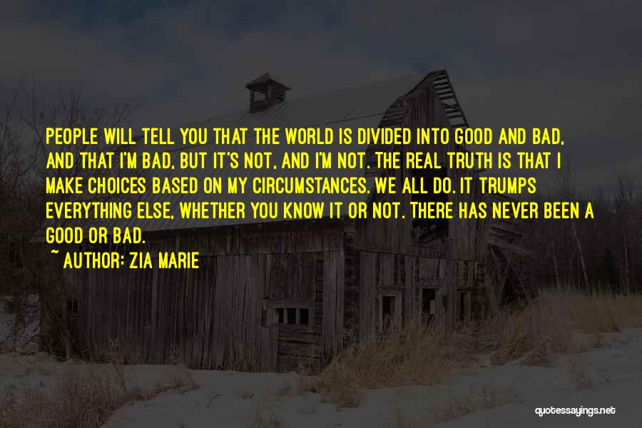 Zia Marie Quotes: People Will Tell You That The World Is Divided Into Good And Bad, And That I'm Bad, But It's Not,