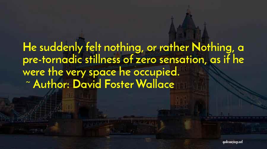 David Foster Wallace Quotes: He Suddenly Felt Nothing, Or Rather Nothing, A Pre-tornadic Stillness Of Zero Sensation, As If He Were The Very Space