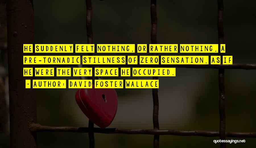 David Foster Wallace Quotes: He Suddenly Felt Nothing, Or Rather Nothing, A Pre-tornadic Stillness Of Zero Sensation, As If He Were The Very Space