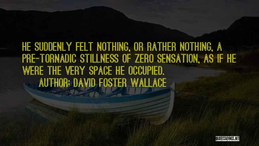 David Foster Wallace Quotes: He Suddenly Felt Nothing, Or Rather Nothing, A Pre-tornadic Stillness Of Zero Sensation, As If He Were The Very Space