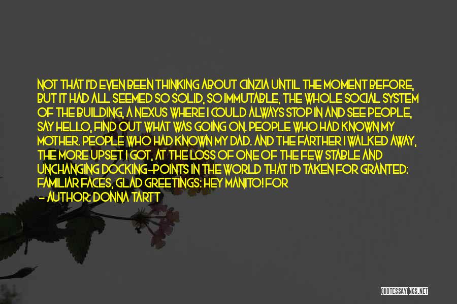 Donna Tartt Quotes: Not That I'd Even Been Thinking About Cinzia Until The Moment Before, But It Had All Seemed So Solid, So