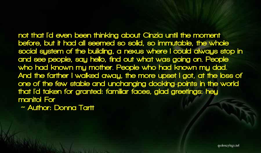 Donna Tartt Quotes: Not That I'd Even Been Thinking About Cinzia Until The Moment Before, But It Had All Seemed So Solid, So