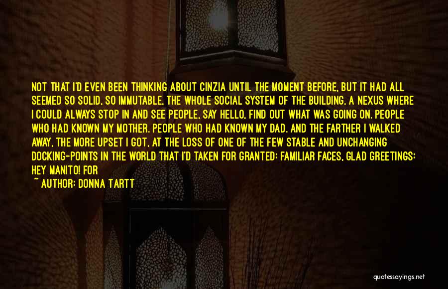 Donna Tartt Quotes: Not That I'd Even Been Thinking About Cinzia Until The Moment Before, But It Had All Seemed So Solid, So