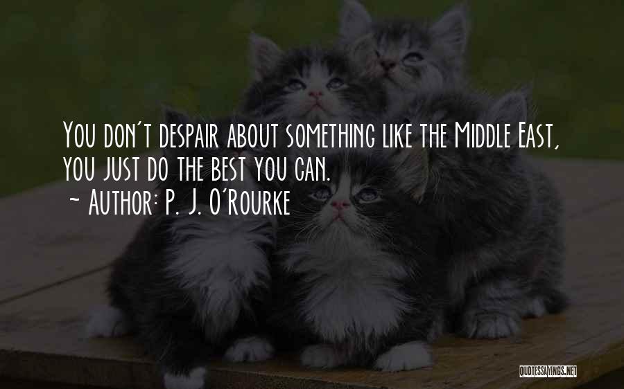 P. J. O'Rourke Quotes: You Don't Despair About Something Like The Middle East, You Just Do The Best You Can.