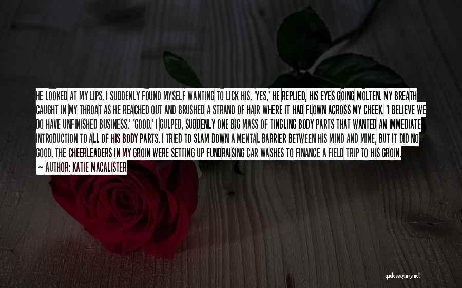 Katie MacAlister Quotes: He Looked At My Lips. I Suddenly Found Myself Wanting To Lick His. 'yes,' He Replied, His Eyes Going Molten.