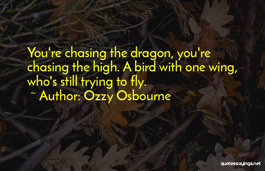 Ozzy Osbourne Quotes: You're Chasing The Dragon, You're Chasing The High. A Bird With One Wing, Who's Still Trying To Fly.