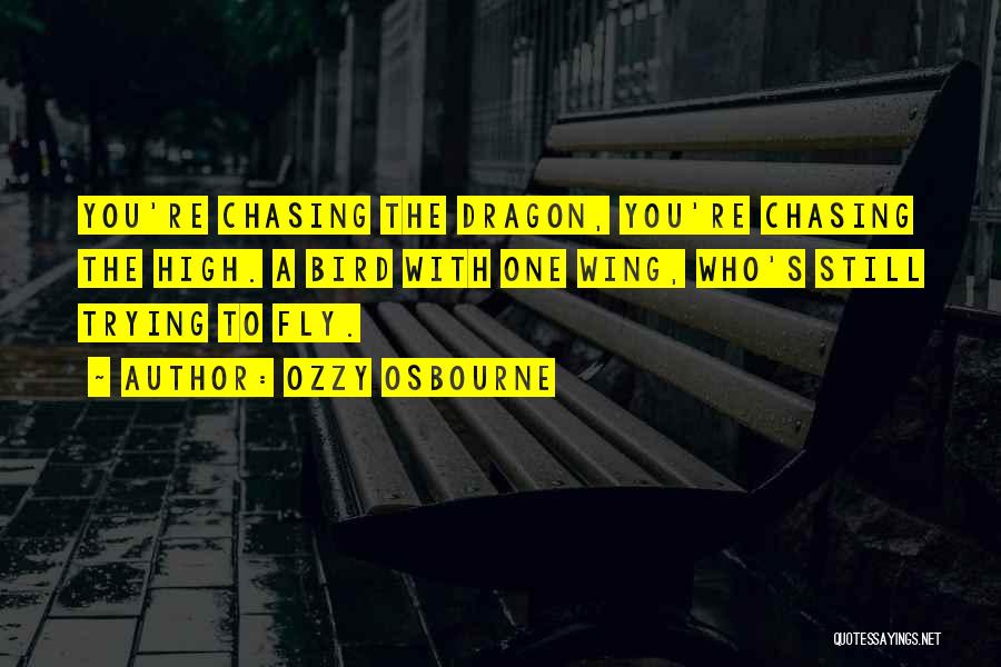 Ozzy Osbourne Quotes: You're Chasing The Dragon, You're Chasing The High. A Bird With One Wing, Who's Still Trying To Fly.